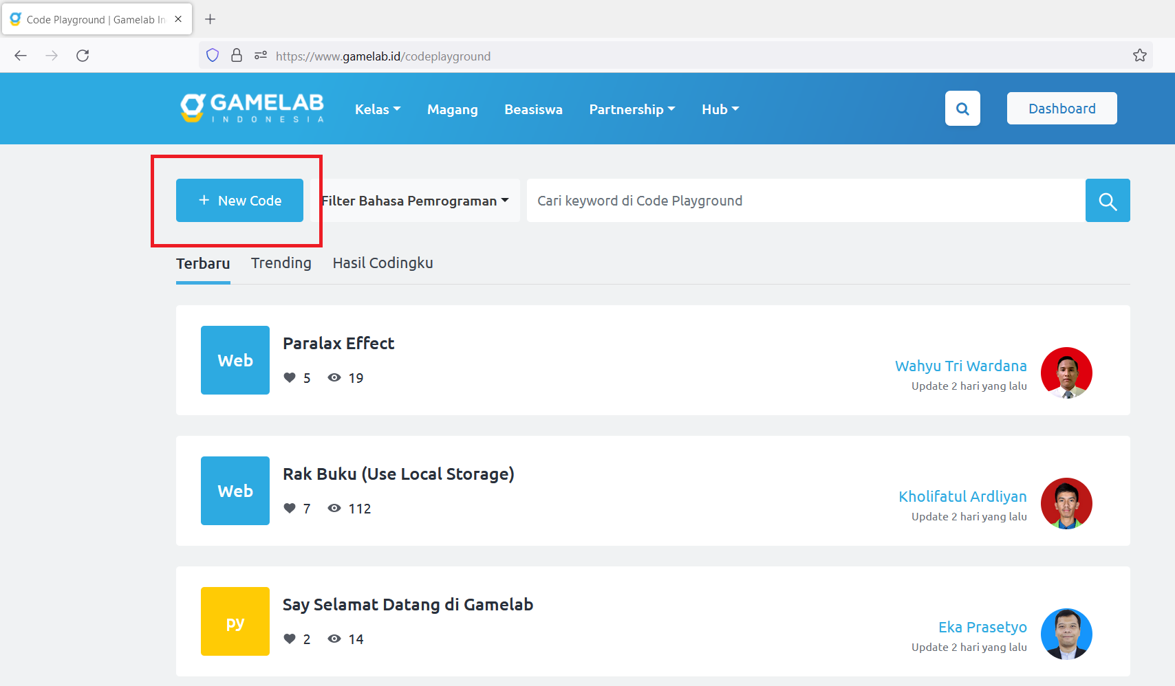 Code Playground, Fitur Keren Dari Gamelab: Bisa Belajar Ngoding Dari HP ...